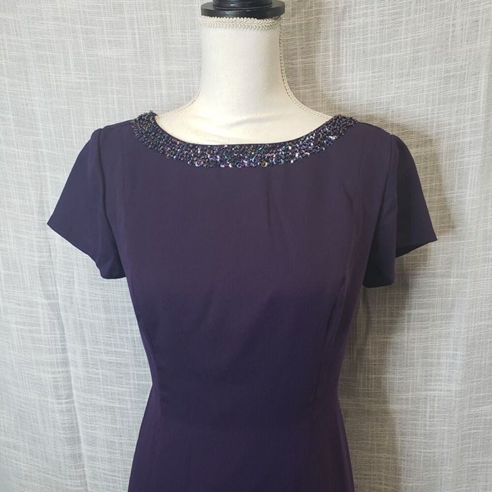 Beautiful Talbots Petites Purple Evening Fitted Midi Dress womens size 6 small